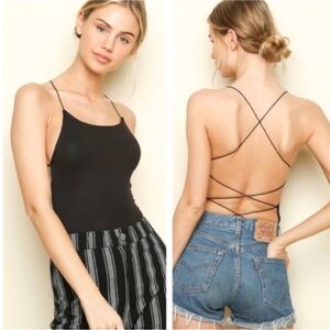 Black Strappy Backless Brandy Melville